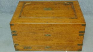 A 19th century oak brass bound silver chest fitted with cutlery drawer. H.42 W.81 D.56cm