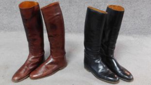Two pairs of vintage leather riding boots, both size 10.