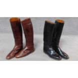 Two pairs of vintage leather riding boots, both size 10.