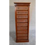 A mahogany secretaire Wellington chest with locking stile and fitted central drawer. H.160 x 52cm