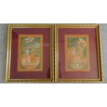 A pair of Indian Baramasa paintings from the Kangra School depicting Indian religious figures.