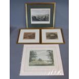 A collection of four coloured antique lithographs. Three framed and one mounted. Balmoral Castle,