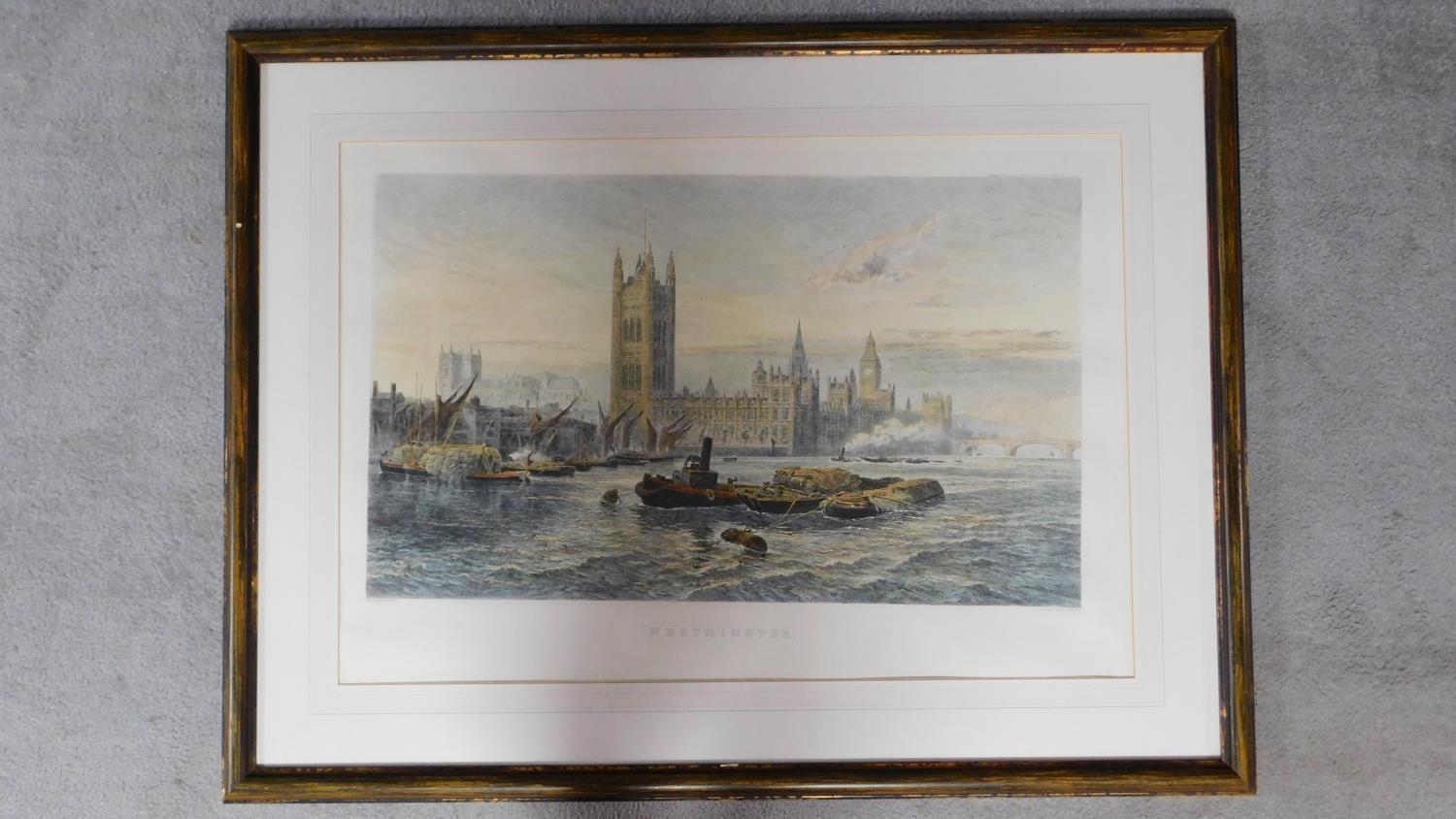 A framed and glazed etching by Vicat Cole Riet. Titled 'Westminster'. 107x81cm