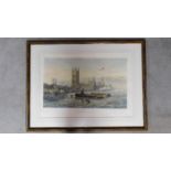 A framed and glazed etching by Vicat Cole Riet. Titled 'Westminster'. 107x81cm