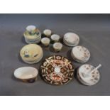 A collection of porcelain and ceramics, including two dolls part tea sets, Crown derby Imari ware