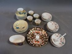 A collection of porcelain and ceramics, including two dolls part tea sets, Crown derby Imari ware