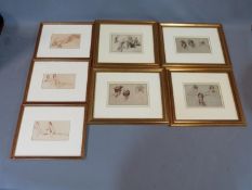 A collection of seven framed and glazed prints by Sir William Russell Flint, various studies.