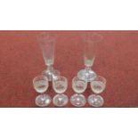 A set of four diamond hand cut Victorian Port/Sherry glases with star cut bases and two victorian