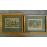 Two framed and glazed lithographs depicting St Pancreas' railway station in the industrial era and