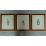 Three framed hand coloured lithographs of various traditional world costumes. W. Miller of Old