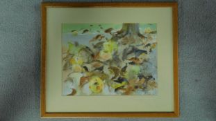 A framed and glazed watercolour and pencil on paper by John Mortimer ''Apples in the autumn'' c.