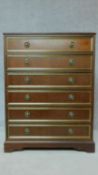 A Georgian style mahogany chest of six long brass strung drawers. H.99 W.75 D.45cm