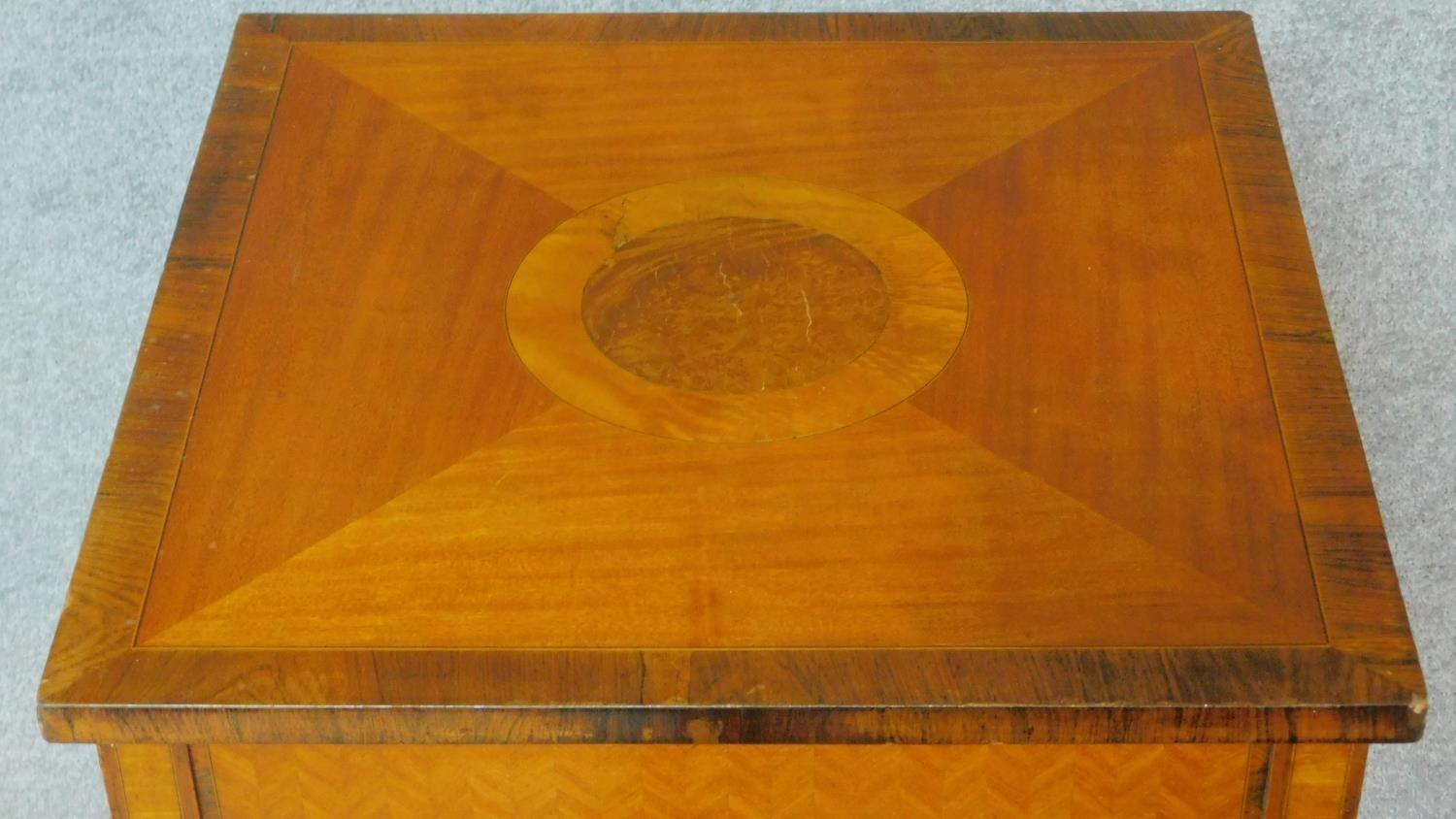 A late 19th century satinwood, rosewood crossbanded and ebony line inlaid centre table on square - Image 2 of 7