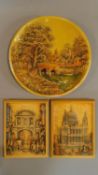 Two antique Ivorex plaques by Osbourne & Co, 1920 of St Paul's Cathedral and Temple Bar in D