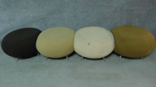 A complete set of four Allermuir matching vintage style pebble stools with unusual interconnecting