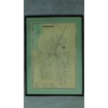 A framed and glazed vintage map of Fordham. 73x54cm