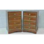 A pair of Georgian style mahogany bedside chests with brass strung drawers. H.71 W.45 D.45cm