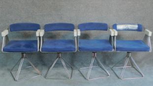 A set of four mid 20th century swivel chairs, svedette cushions. By Rudi Verelst, model 'Delta'. H.