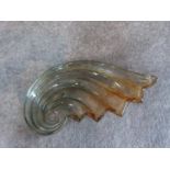 A two colour gradient iridescent glass stylised shell plate. H 48cm.