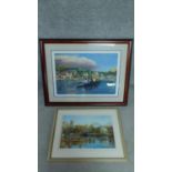 Two framed and glazed limited edition signed prints of rowing scenes. One signed by Timothy Easton