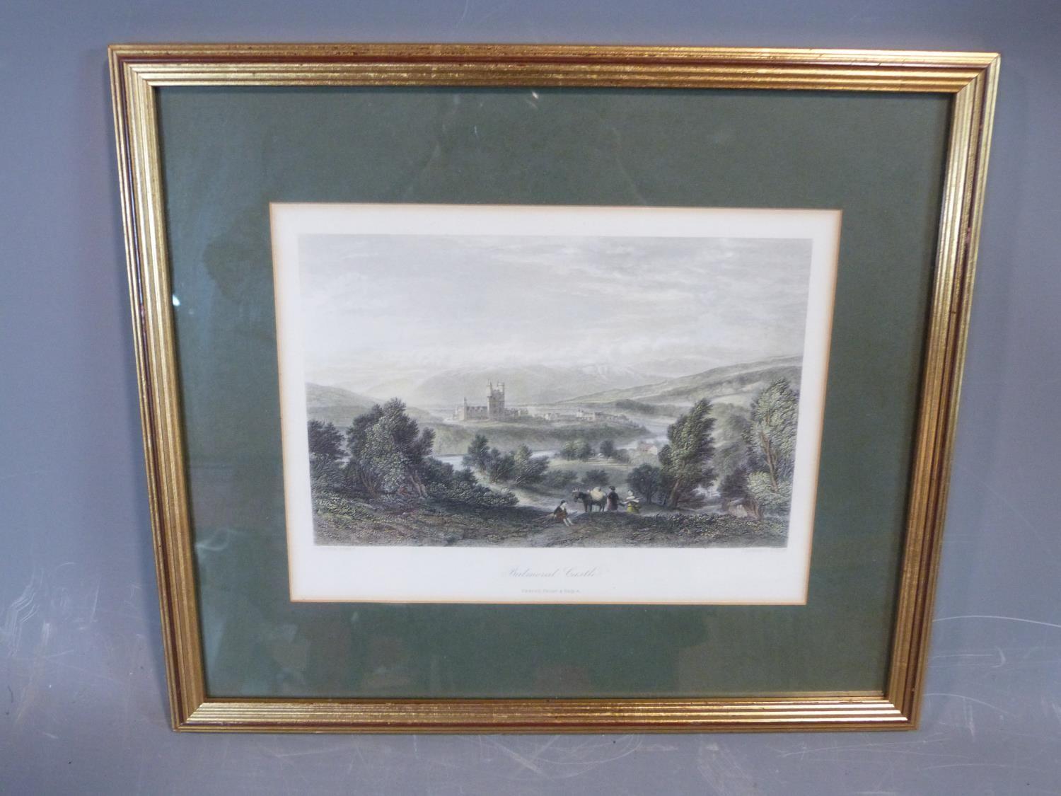 A collection of four coloured antique lithographs. Three framed and one mounted. Balmoral Castle, - Image 2 of 14