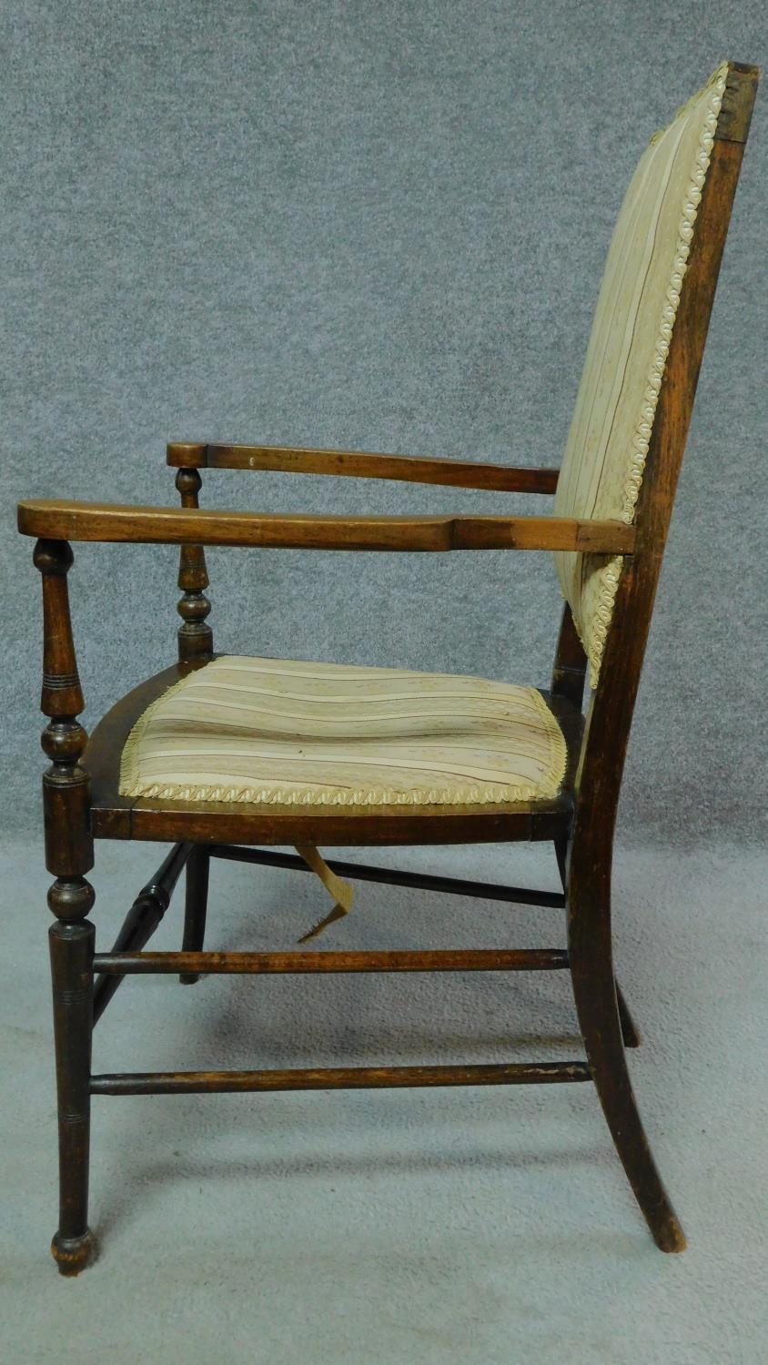 An Edwardian stained beech open armchair. H.86cm - Image 4 of 9