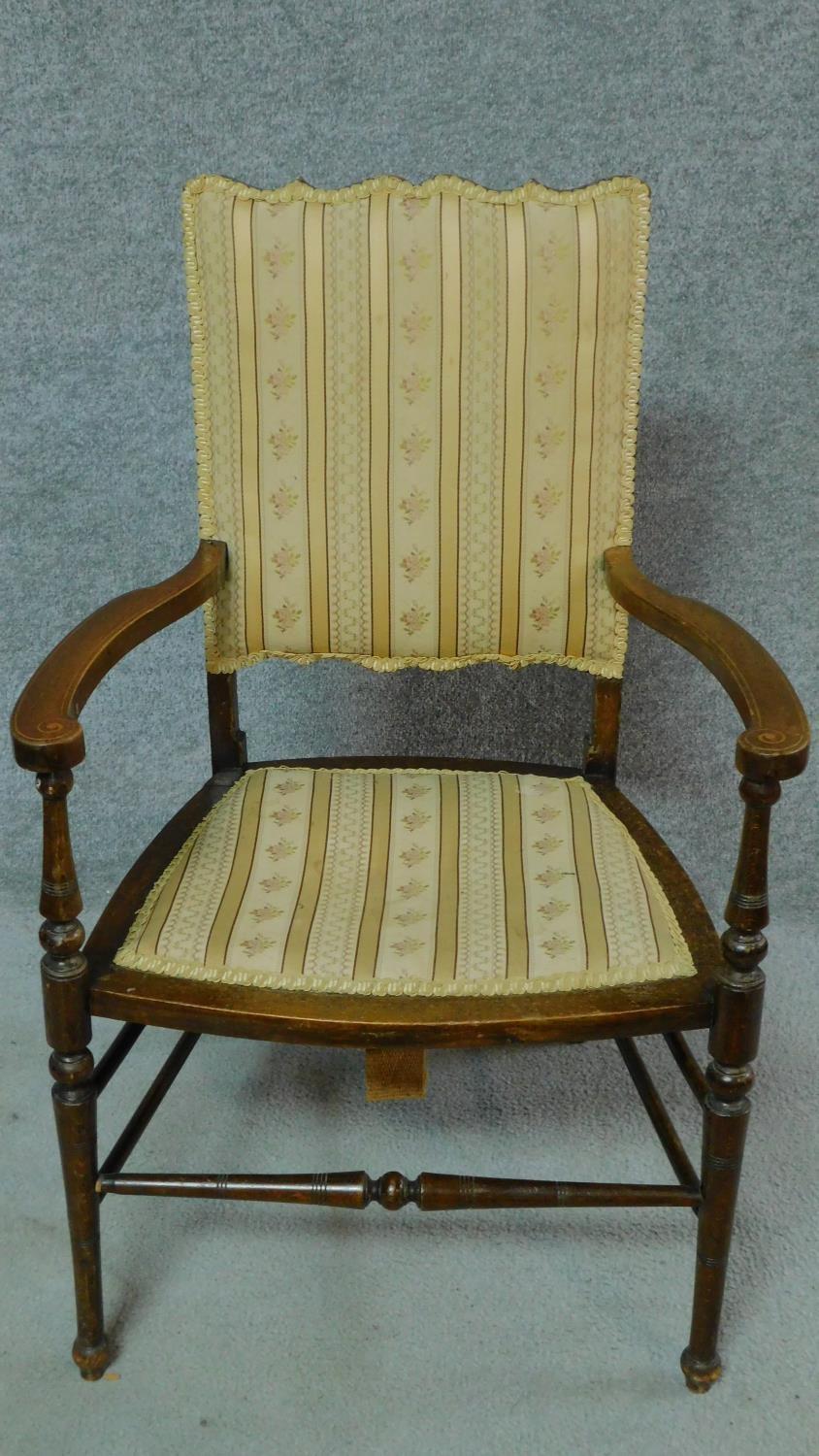 An Edwardian stained beech open armchair. H.86cm - Image 2 of 9