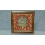 A wooden framed tapestry fire screen. H.66 W.60cm