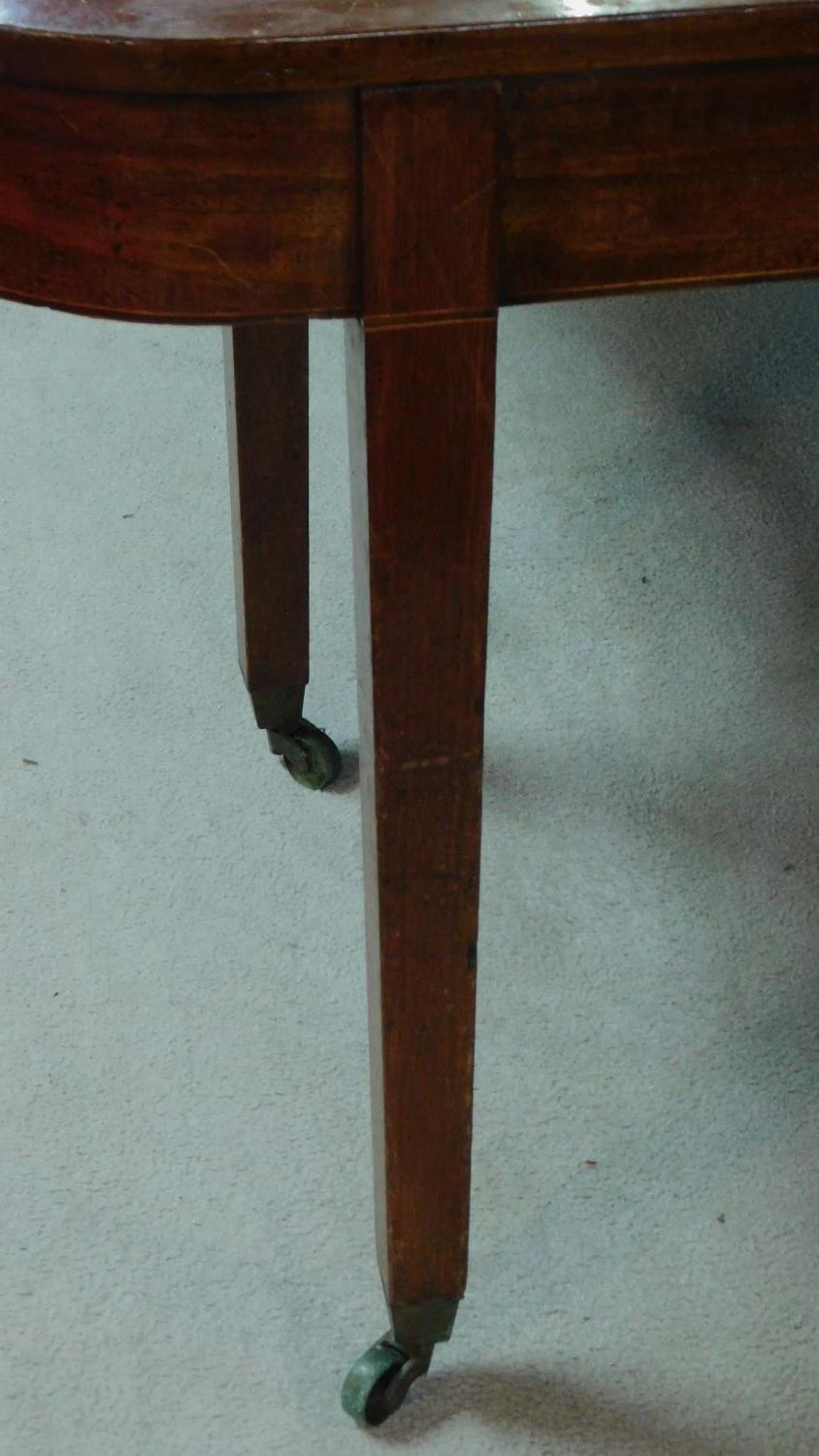 A Georgian mahogany D end dining table with two extra leaves. H.75 W.233 D.125cm - Image 3 of 12