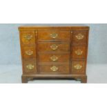 A mid Georgian style burr walnut bachelor's chest with foldover top. H.77 W.87 D.41cm