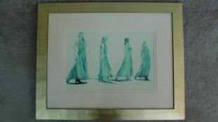 A signed framed print titled a study from 'The Sorceresses' by Fletcher Sibthorp. Certificate of