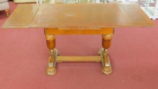 An oak Jacobean style dining table on carved bulbous supports. H.74 W.166 D.76cm