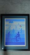 A signed print titled 'Pedal Pushers' 254/300. Framed 83x68cm