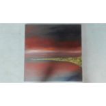 An abstract oil on canvas, indistinctly signed verso, dated 2008. 76 x 76