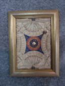 Vintage tapestry with embroidered details of a detail from the fan vaulted lantern of the Bell Harry