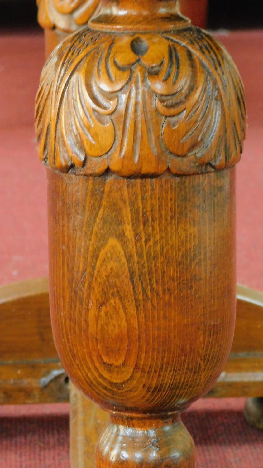 An oak Jacobean style dining table on carved bulbous supports. H.74 W.166 D.76cm - Image 3 of 8