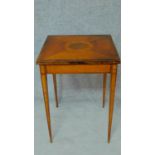 A late 19th century satinwood, rosewood crossbanded and ebony line inlaid centre table on square