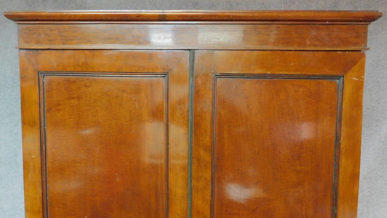 An early 19th century plum pudding mahogany hall cupboard fitted with panel doors enclosing - Image 4 of 10