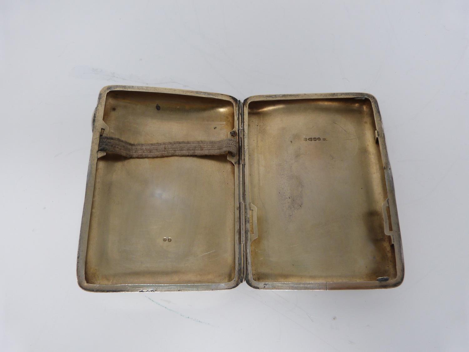 Two silver cigarette cases, the smaller with stylised foliate decoration and central shield - Image 4 of 12