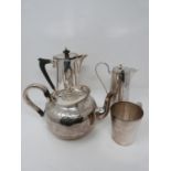 A collection of silver plate including a plated teapot by Martin Hall & Co, Sheffield with