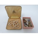 A collection of jewellery, including a faux pearl necklace by Ciro in original box with 9ct gold