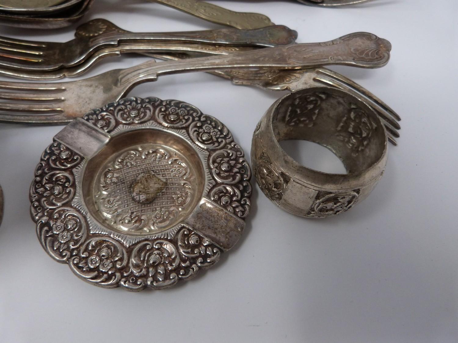 A collection of silver plated cutlery, cup covers and other items. - Image 2 of 4