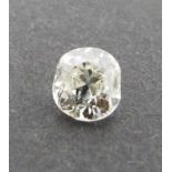 A Cushion shape loose old mine diamond, tinted SI, approx 0.54 cts