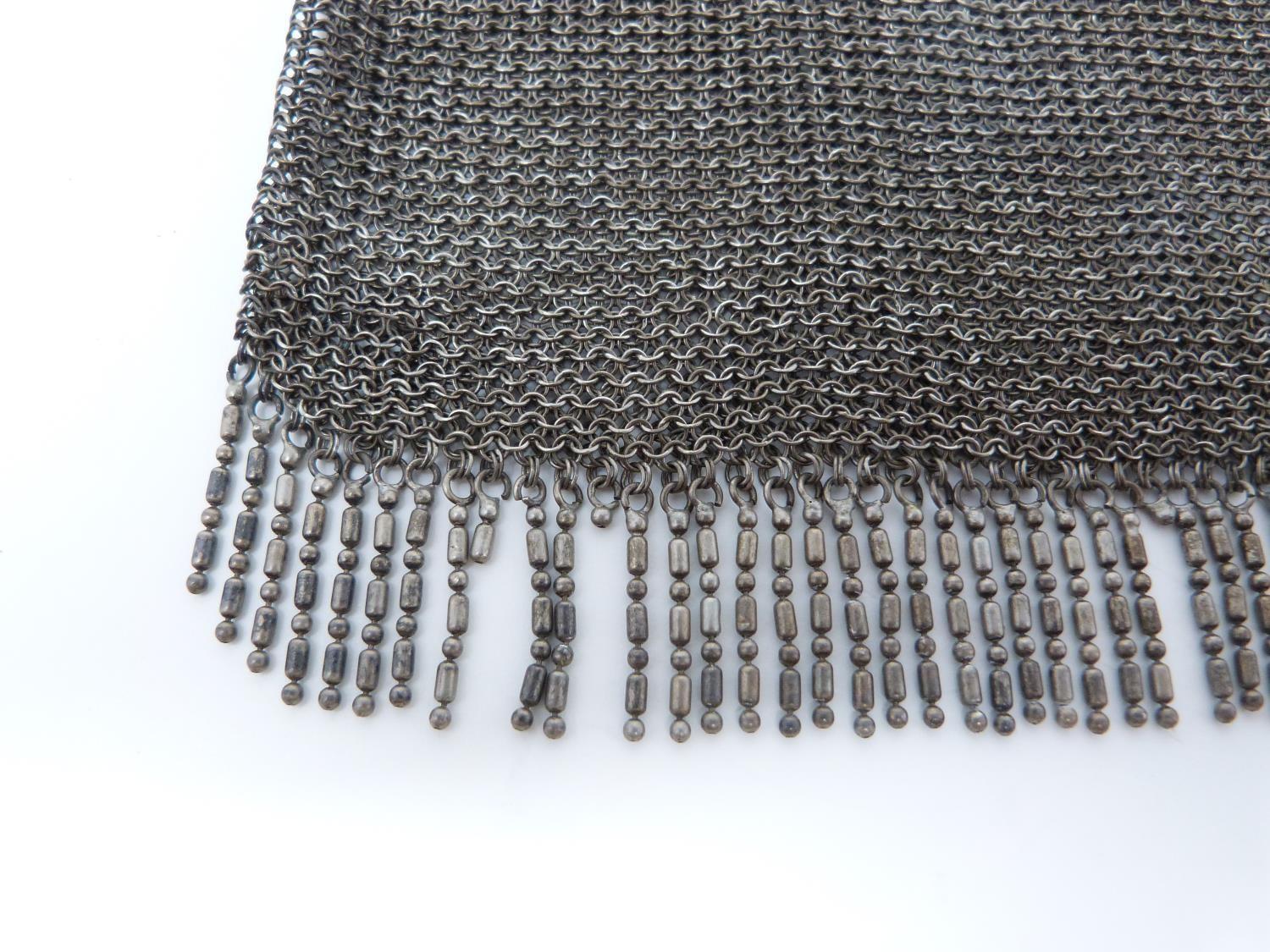 A silver mesh evening purse, 1915, london, Erich Kellerman. Chainlink strap with every link - Image 2 of 8