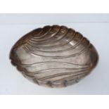 A silver leaf form dish with grooved decoration, stamped 925. Length 20.5cm. (226g)