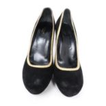 A pair of Tom Ford for GUCCI stiletto heels, Black suede with gold edge, Size 7 UK, 40 European.