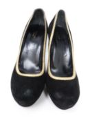 A pair of Tom Ford for GUCCI stiletto heels, Black suede with gold edge, Size 7 UK, 40 European.