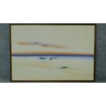 A framed oil on canvas by John Horsewell of a beach with two rowing boats. Signed by artist. 65x95cm