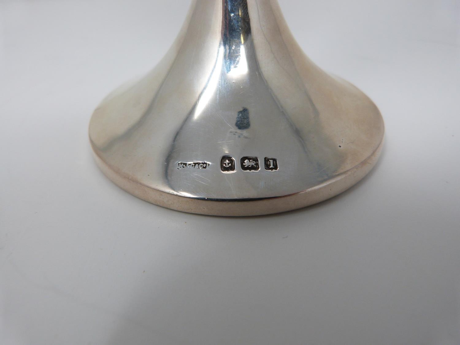 A two handled silver vase. Engraved H.A.C. 1911. Hallmarked: H J C & Co for Henry James Cooper & - Image 2 of 5
