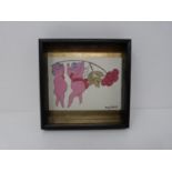 A framed Andy Warhol coloured lithograph. In box frame on gold leaf panel. In the bottom of my